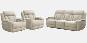 Comfort meets innovation in this inspired Power Sofa, Loveseat & Recliner. The perfect choice for creating a relaxing environment, this stylish model features a smooth motorized reclining motion at just the touch of a button. Integrated beverage holders i