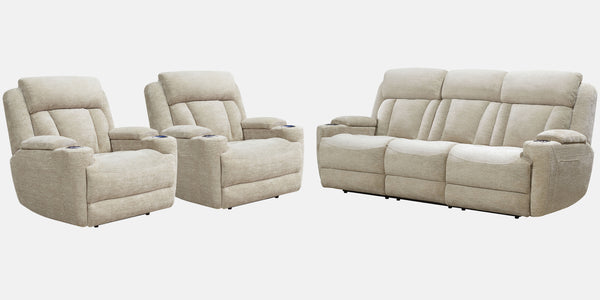 Comfort meets innovation in this inspired Power Sofa, Loveseat & Recliner. The perfect choice for creating a relaxing environment, this stylish model features a smooth motorized reclining motion at just the touch of a button. Integrated beverage holders i