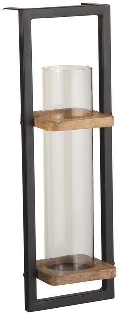 Mixing rustic elements and a long, linear shape, this wall sconce is ready to add a touch of sparkle to your nighttime lighting needs. Just drop in your favorite flameless candle for a naturally brilliant effect.<br><br><b>Additional Dimensions</b><br><ul
