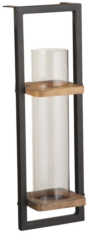 Mixing rustic elements and a long, linear shape, this wall sconce is ready to add a touch of sparkle to your nighttime lighting needs. Just drop in your favorite flameless candle for a naturally brilliant effect.<br><br><b>Additional Dimensions</b><br><ul