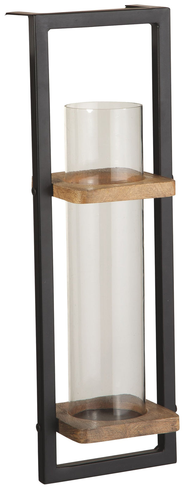 Mixing rustic elements and a long, linear shape, this wall sconce is ready to add a touch of sparkle to your nighttime lighting needs. Just drop in your favorite flameless candle for a naturally brilliant effect.<br><br><b>Additional Dimensions</b><br><ul