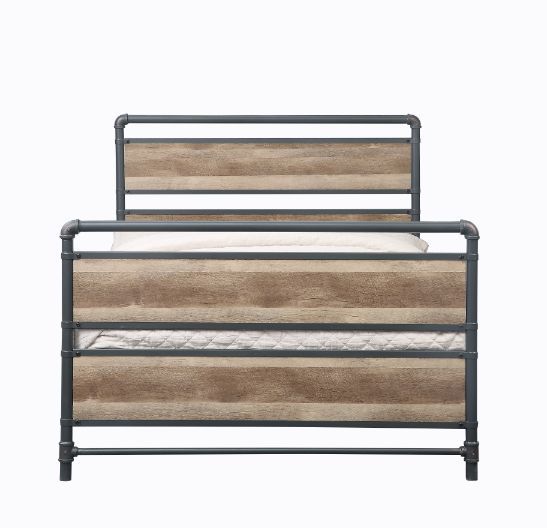  yet sturdy pipework. The rich antique oak and sandy gray finish add depth to the pieces. This collection is composed of high-quality materials that wil