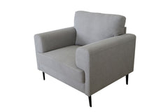 The contemporary Kyrene sofa set is an excellent choice for achieving an effortlessly chic look. The light gray linen does not weigh down the pieces-' appearance, and it emphasizes its clean lines. The neutral color is easy to style around, personalize th