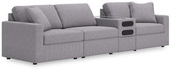 Looking cool and contemporary is great. But when it comes down to it, youâ€™re all about low-maintenance lounging. With the performance fabric on this sectional with audio system, cleaning spills is a breeze. Its customizable modular design caters to your