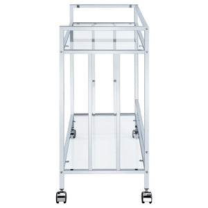Cara - 2-Tier Rectangular Glass Shelf Metal Bar Cart - Chrome