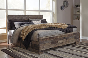 Derekson - Multi Gray - King Panel Bed With 2 Side Storage