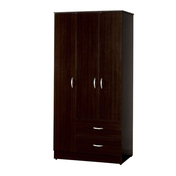 The Olean Wardrobe is a striking design that has plenty storage space. Make this gorgeous piece an irresistible addition in your bedroom. The wardrobe has 3 doors with hanging rod and plenty of shelves inside, and 2 long drawers for additional storage nee