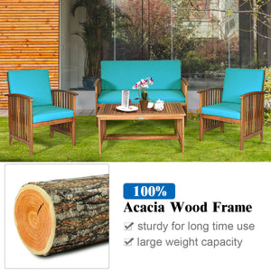 Made of premium acacia wood  the whole frame is sturdy and not easy to crack or deform. Â  All the single chairs and loveseat are equipped with soft and high-resilient cushion for seat and backrest. You will get excellent comfort if you sit on the sofa. I