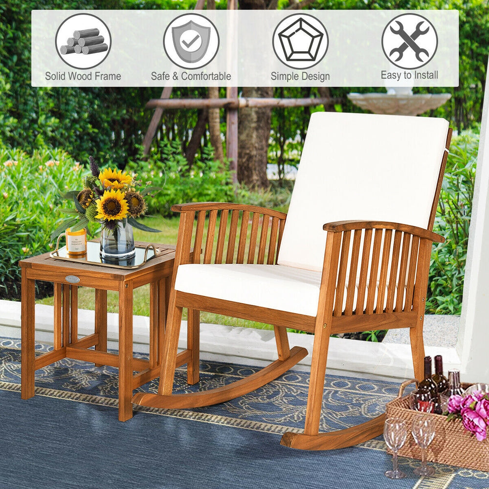 The frame of set is made of solid wood and it will serve you for long time. And the reclining backrest is of the most suitable angle  which ensures the most comfortable sitting and at the same time prevents rollover. Â  Thick cushion with high elasticity 