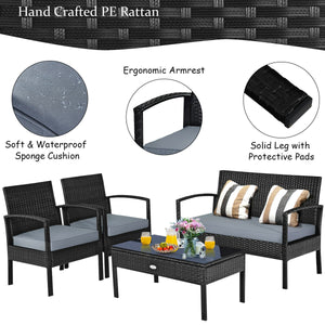 Made of sturdy and solid steel frame with all weather PE rattan  this patio rattan furniture set can keep stability and durability for long time use. Â  Breathable and soft cushions will hold you comfortably and the cover of cushion can be removed with sm