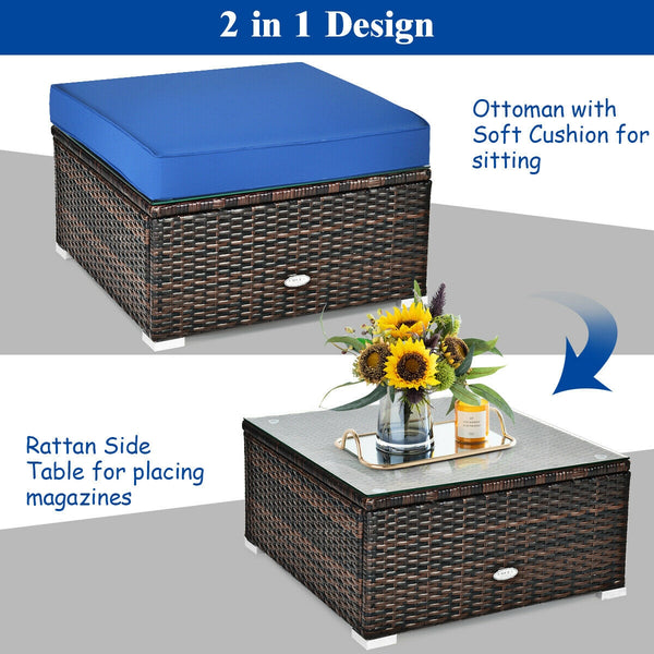 Durable rattan and sturdy steel materials are used to ensure a long lifespan <br>Thick and soft cushions for comfortable (pillows not included) <br>Removable and washable cushion cover with zipper <br>Free and flexible combination to meet your different n