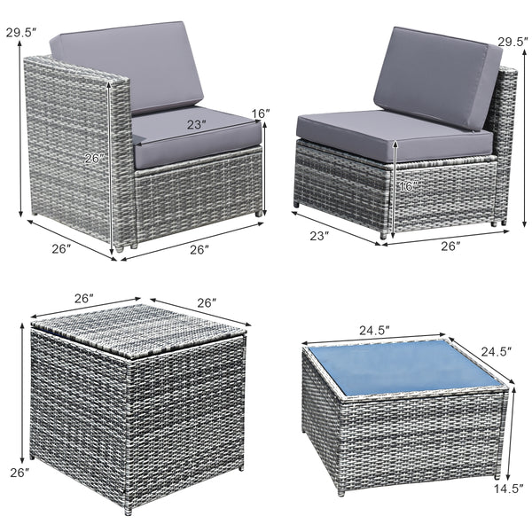 Including 6 sofas  1 storage box  1 coffee table  6 seat cushions and 6 back cushions <br>Sturdy iron frame and premium rattan for better durability <br>Large load-bearing capacity-- 360 lbs for each sofa and 110 lbs for coffee table <br>A storage box as 