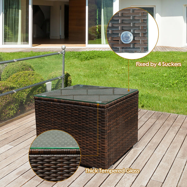 Made of sturdy steel and premium rattan  the sofa set is sturdy and durable which can be used for a long time. Â  Comes with a tempered glass top table  not only can you place some drinks or snacks on the hard tabletop to take conveniently but also some d