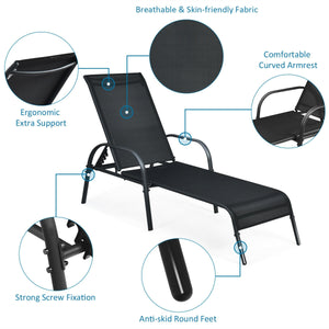 Don't leave the lounge chairs outside in raining days for prolonging its' using life <br>Made of Sun-proof and breathable fabric for long-lasting use <br>Powder coated steel frame provides sturdy support <br>Thick legs and anti-slip pads provide extra sta