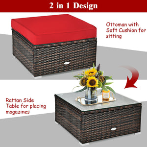 Durable rattan and sturdy steel materials are used to ensure a long lifespan <br>Thick and soft cushions for comfortable (pillows not included) <br>Removable and washable cushion cover with zipper <br>Free and flexible combination to meet your different n