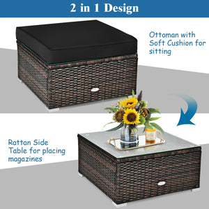 Durable rattan and sturdy steel materials are used to ensure a long lifespan <br>Thick and soft cushions for comfortable (pillows not included) <br>Removable and washable cushion cover with zipper <br>Free and flexible combination to meet your different n