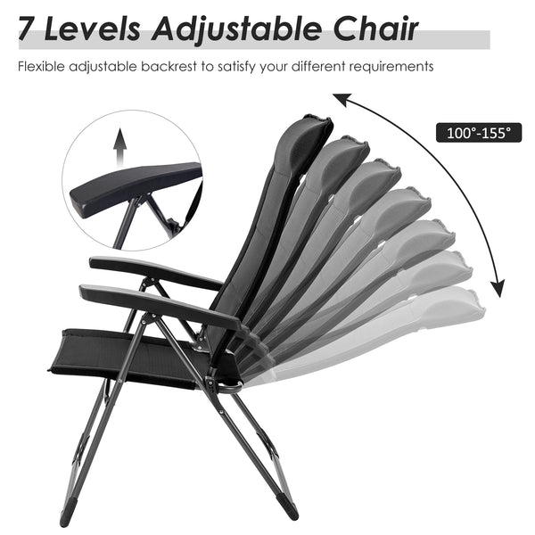 The portable patio chair set is a perfect choice for your home! Â  Made of premium iron frame with high quality nylon fabric  this patio dining chair has excellent performance in stability and durability. The reinforced triangle structure is sturdy enough