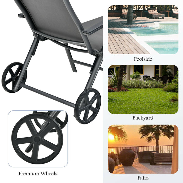 This patio lounge chair will offer you a comfortable using experience. Â  7 adjustable backrest positions are provided for you to choose  so you can do whatever you want on the lounge chair. And the anti-rust aluminum frame with sturdy triangle structure 