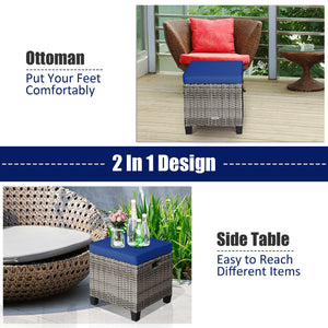 Â Can be used as additional seats with comfortable seat cushions<br>Â Ropes for keeping seat cushions with ottomans tightly<br>Â Serves as footstools for combining with other outdoor furniture<br>Â Waterproof and removable cushion covers for easy maintena