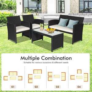 Comes with foot pads to protect the floor and add stability to the set<br>High-quality rattan and steel materials are used to ensure a long lifespan<br>PE rattan is waterproof and corrosion resistant<br>Suitable for balcony  rooftop  backyard  poolside  a