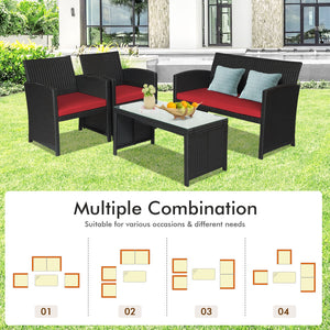 Comes with foot pads to protect the floor and add stability to the set<br>High-quality rattan and steel materials are used to ensure a long lifespan<br>PE rattan is waterproof and corrosion resistant<br>Suitable for balcony  rooftop  backyard  poolside  a
