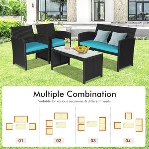 Comes with foot pads to protect the floor and add stability to the set<br>High-quality rattan and steel materials are used to ensure a long lifespan<br>PE rattan is waterproof and corrosion resistant<br>Suitable for balcony  rooftop  backyard  poolside  a