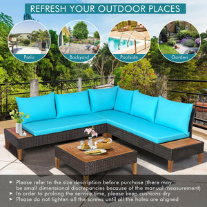 With comfy cushions  large seats  practical coffee table and 2 handy side tables  this outdoor conversation not only provides ultimate coziness for sitting  but also brings large space for accommodating different items. Â  What's more  the solid acacia wo