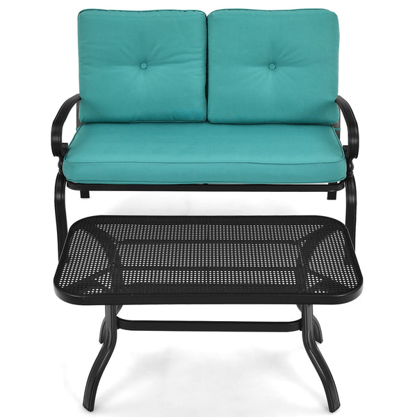 This premium outdoor patio conversation bench set will be a good choice for you. Â  This 2-Piece patio loveseat set includes 1 loveseat  1 coffee table  1 seat cushion and 2 back cushions  which is a great choice for your indoor and outdoor environment. Y