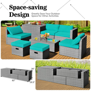 The full set comes in 4 separate packages  which might not arrive on the same day<br>8-piece seat for more creative combinations<br>Fetch different belongings with ease because of the practical coffee table<br>Sturdier and safer to use with high quality t