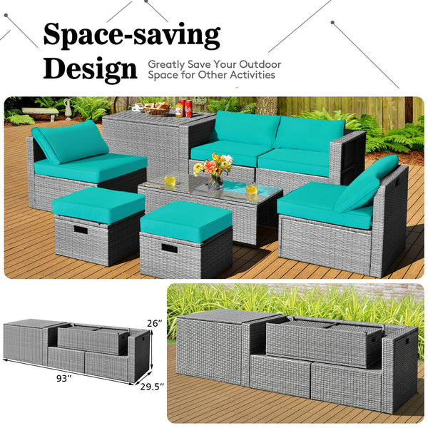 The full set comes in 4 separate packages  which might not arrive on the same day<br>8-piece seat for more creative combinations<br>Fetch different belongings with ease because of the practical coffee table<br>Sturdier and safer to use with high quality t