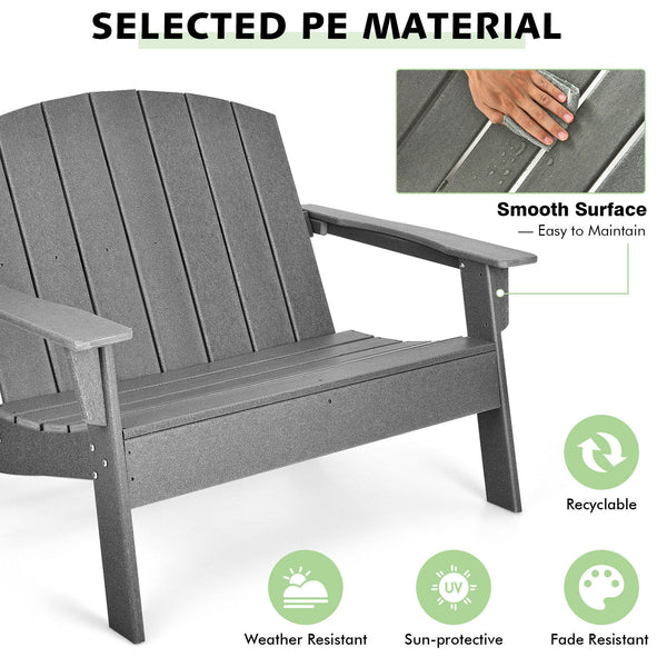 Ample seating space allows 2 people to sit together<br>Come with strong loading capacity up to 660 lbs<br>Ensure strong stability with sturdy triangular structure<br>Weather-resistant HDPE material and 304 stainless steel screws for outdoor durability<br>