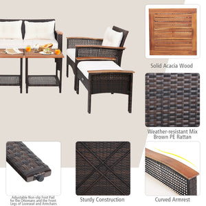 Ship and arrive in 3 boxes  delivery time may vary per box <br>All screws are well packed in the first box <br>Weather-resistant mix brown PE rattan for outdoor durability <br>Ensure strong stability with a sturdy steel frame and solid acacia wood <br>The
