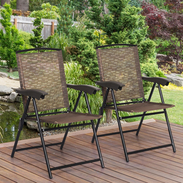 These 4 folding chairs are a good choice for relaxation  rest and entertainment. Â  These folding chairs with rugged frame is rust-proof  which can withstand the toughest weather conditions. Besides  it is with breathable stretch fabric  well ventilated a