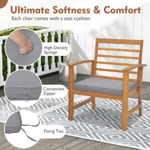 Sturdy acacia wood frame for lasting durability<br>Burr-free finish ensures a smooth and safe touch<br>Detachable cushion covers with practical zippers<br>High-density sponge for ultimate seating comfort<br>Ergonomic design supports and relaxes your body<