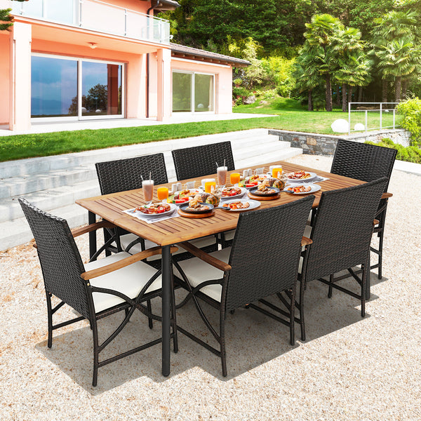 The product is delivered in 2/3 boxes and the arrival time may vary  each box contains the corresponding screw kits <br>The tabletop is made of acacia wood  weather-proof  water-repellent  durable <br>The thickened metal supporting legs with rustproof coa