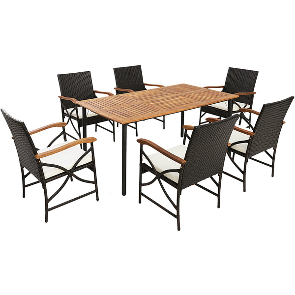 The product is delivered in 2/3 boxes and the arrival time may vary  each box contains the corresponding screw kits <br>The tabletop is made of acacia wood  weather-proof  water-repellent  durable <br>The thickened metal supporting legs with rustproof coa