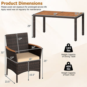 Hand-woven PE wicker  acacia wood  sturdy metal frame for enduring outdoor use<br>Generously sized chairs with thick soft padded cushions for sofa-like comfort<br>Ergonomic curved armrests and high backrests for all-day lounging support<br>2" umbrella hol