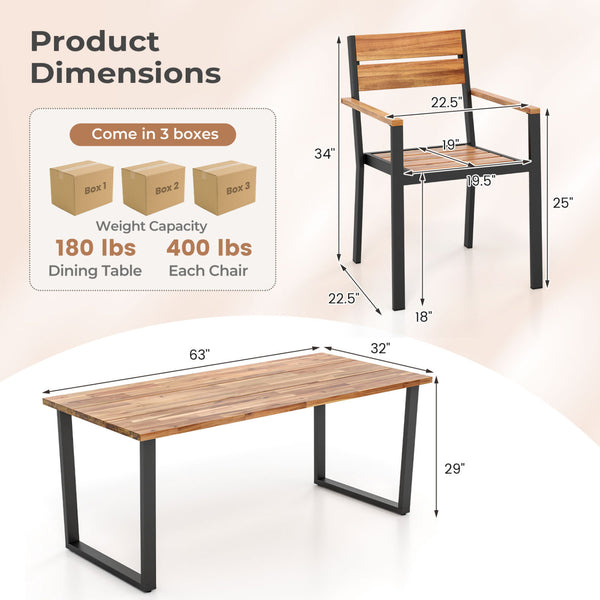 Solid acacia wood for enhanced durability and strength<br>Ensure smooth touch with a splinter-free surface<br>Enjoy the natural beauty of wood that complements your outdoor setting<br>Please regularly oil the wood surface for optimal maintenance<br>Heavy-