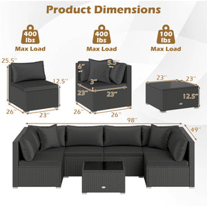 Free combination of sectional sofa as per your needs<br>Solid structure with L shape aluminum feet<br>Exquisite PE wicker frame adds unique charm<br>Comfortable sofa set with thick cushions and soft pillows<br>The cover of seat cushion is removable and wa
