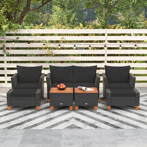 Practical side table with interior storage space for convenience<br>Easy and safe to open the acacia wood tabletop with buffer gas rods<br>Hand-woven PE rattan and heavy-duty metal frame for reliability<br>Soft pillows and cushions filled with high-densit