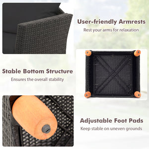 Practical side table with interior storage space for convenience<br>Easy and safe to open the acacia wood tabletop with buffer gas rods<br>Hand-woven PE rattan and heavy-duty metal frame for reliability<br>Soft pillows and cushions filled with high-densit