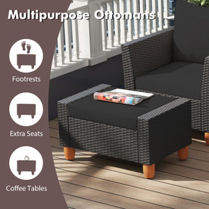 Practical side table with interior storage space for convenience<br>Easy and safe to open the acacia wood tabletop with buffer gas rods<br>Hand-woven PE rattan and heavy-duty metal frame for reliability<br>Soft pillows and cushions filled with high-densit