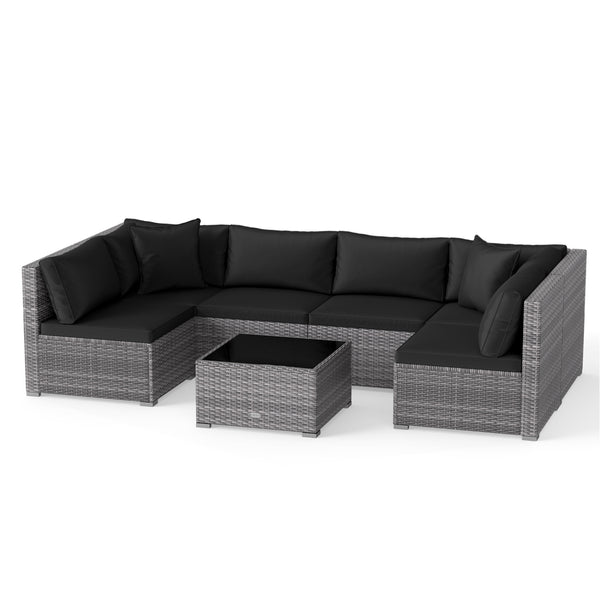 Ship in 3 boxes (screws in the first box) that may have different arrival times<br>[Black/Gray option] Ship in 2 boxes that may have different arrival times<br>Package includes 1 coffee table  2 corner sofas  4 armless sofas  6 seat cushions  8 back cushi