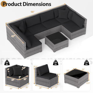 Ship in 3 boxes (screws in the first box) that may have different arrival times<br>[Black/Gray option] Ship in 2 boxes that may have different arrival times<br>Package includes 1 coffee table  2 corner sofas  4 armless sofas  6 seat cushions  8 back cushi
