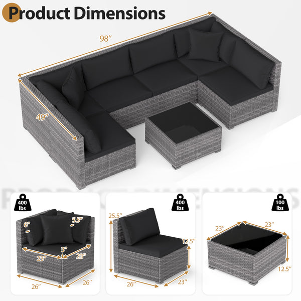 Ship in 3 boxes (screws in the first box) that may have different arrival times<br>[Black/Gray option] Ship in 2 boxes that may have different arrival times<br>Package includes 1 coffee table  2 corner sofas  4 armless sofas  6 seat cushions  8 back cushi
