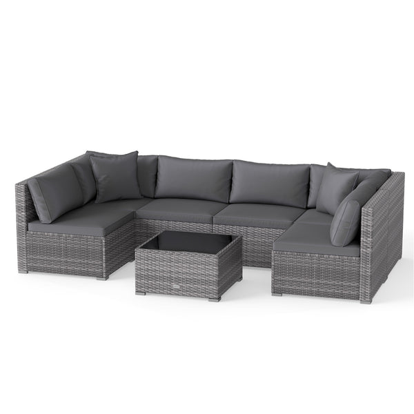 Ship in 3 boxes (screws in the first box) that may have different arrival times<br>[Black/Gray option] Ship in 2 boxes that may have different arrival times<br>Package includes 1 coffee table  2 corner sofas  4 armless sofas  6 seat cushions  8 back cushi
