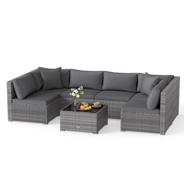 Ship in 3 boxes (screws in the first box) that may have different arrival times<br>[Black/Gray option] Ship in 2 boxes that may have different arrival times<br>Package includes 1 coffee table  2 corner sofas  4 armless sofas  6 seat cushions  8 back cushi