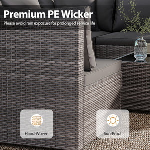 Ship in 3 boxes (screws in the first box) that may have different arrival times<br>[Black/Gray option] Ship in 2 boxes that may have different arrival times<br>Package includes 1 coffee table  2 corner sofas  4 armless sofas  6 seat cushions  8 back cushi