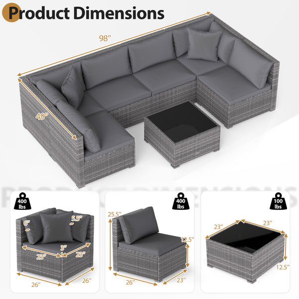 Ship in 3 boxes (screws in the first box) that may have different arrival times<br>[Black/Gray option] Ship in 2 boxes that may have different arrival times<br>Package includes 1 coffee table  2 corner sofas  4 armless sofas  6 seat cushions  8 back cushi