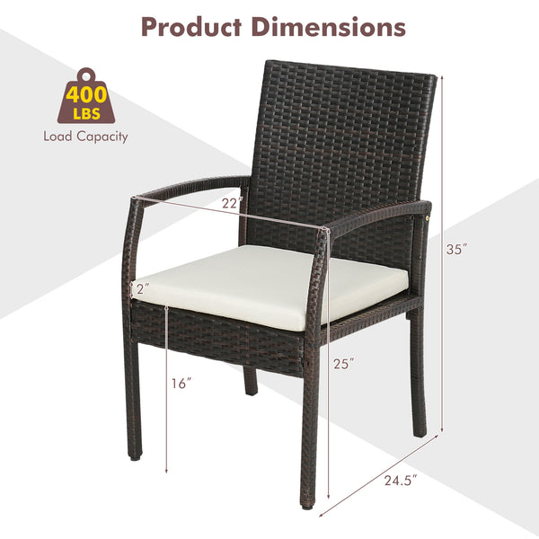 Each box includes a corresponding screw bag<br>Cozy to sit with an ergonomic seat and elastic cushions<br>Easy to remove and wash the cushion cover with a zipper design<br>Built-to-last PE rattan is also elegant in look<br>Acacia wood tabletop looks natur